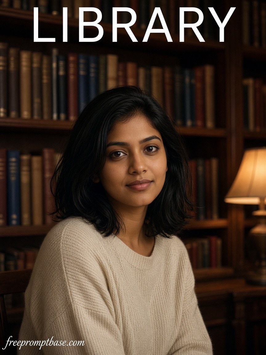 Warm library portrait
