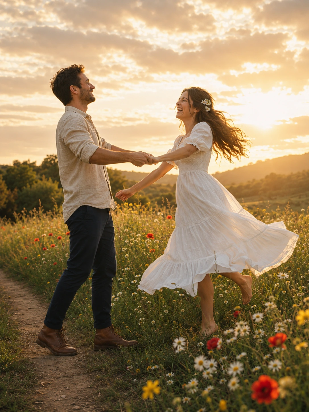 Wildflower Meadow Couple – Gemini AI Photo Prompt — image 4