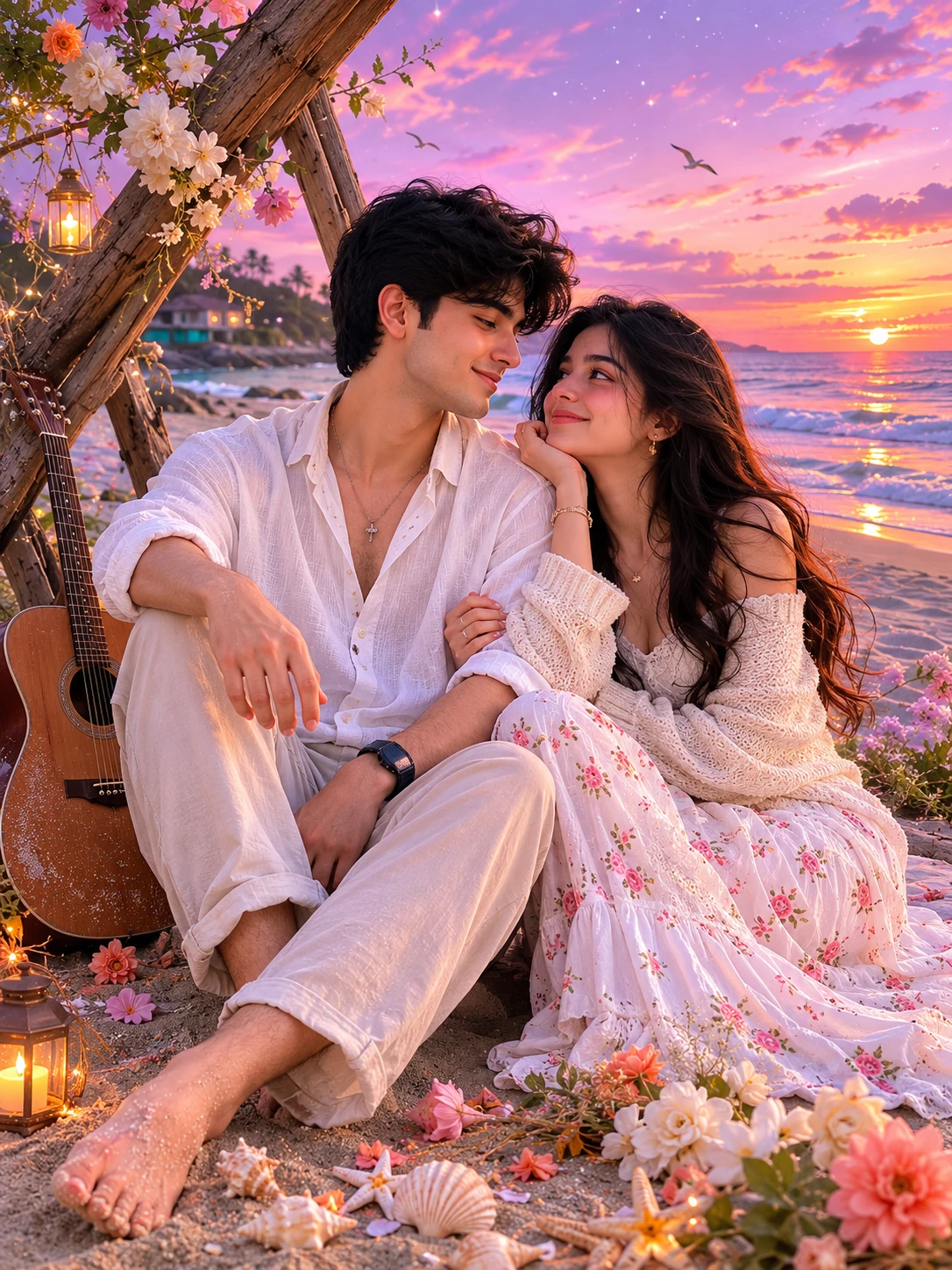 Beach Couple Portrait AI Photo Prompt for Gemini